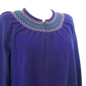 Vanity Fair Women Medium Vintage MOD Front Long Velvet 1/2 Zip Robe House Coat